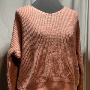 Cable Knit Sweater with Twisted Knot Back